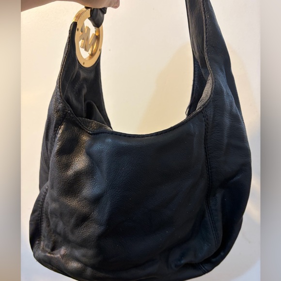 Michael Kors Black Hobo Leather with Gold Accent bag vintage - Picture 2 of 9